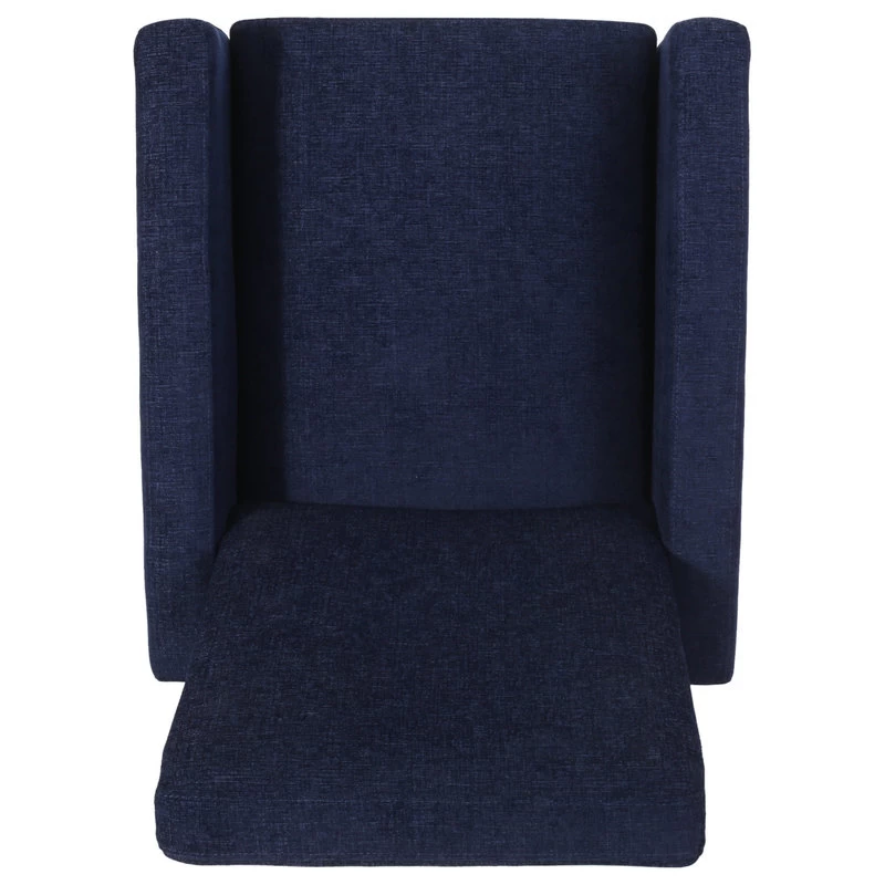 Plevna Fabric Upholstered Pushback Recliner, Navy Blue And Brown - Image 12