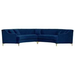 Jackson Velvet 2-Piece Sectional, Navy