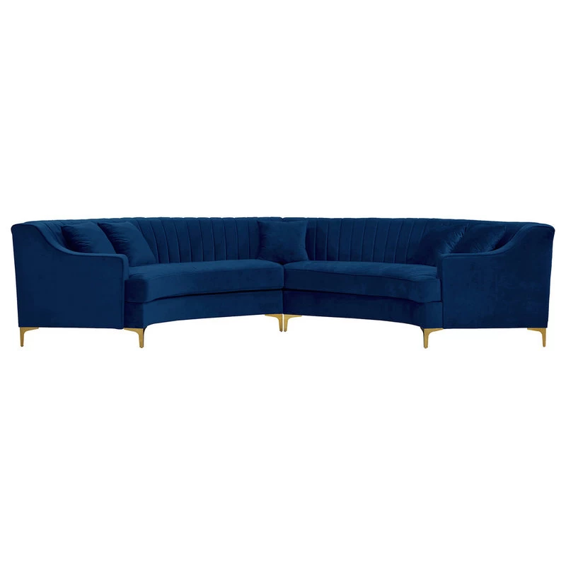 Jackson Velvet 2-Piece Sectional, Navy