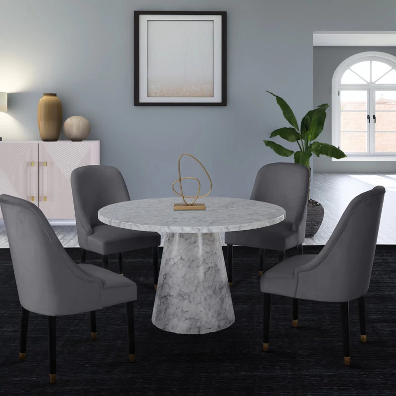 The Maisie Dining Chair, Grey, Velvet, Set Of 2 - Image 7