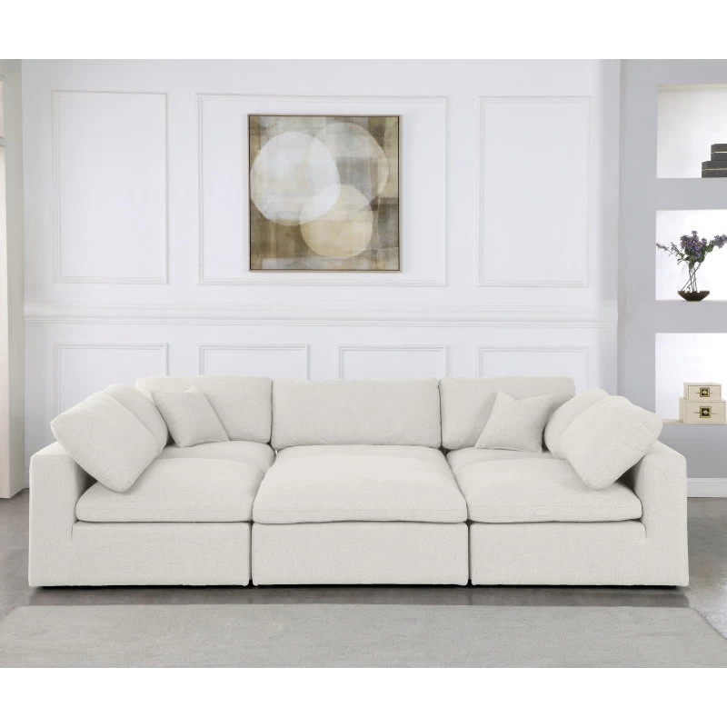 Serene Cloud-Like Comfort Modular Sectional, Cream, 5-Seater And 1 Ottoman - Image 3