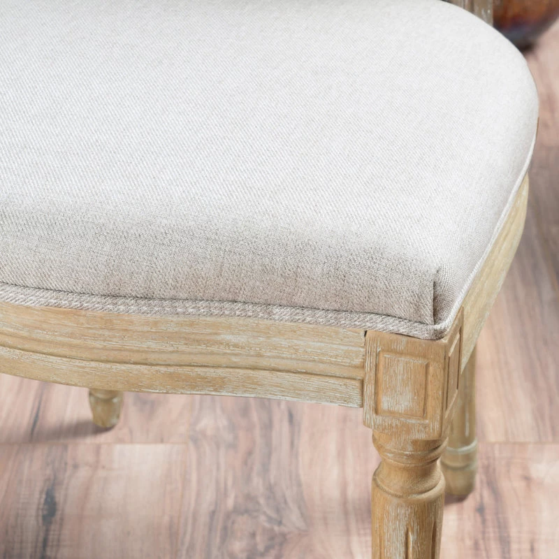 GDF Studio Phinnaeus French Country Fabric Dining Chairs (Set Of 2), Griege/Natural - Image 6
