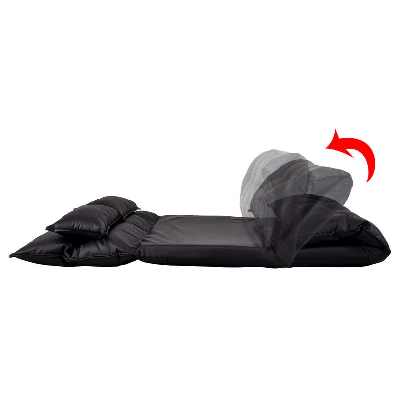 Costway PU Leather Foldable Modern Floor Sofa Bed Video Gaming 2 Pillows Black - Image 3
