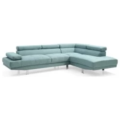 Glory Furniture Riveredge Twill Fabric Sectional In Teal
