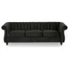 Olga Modern Glam Velvet 3 Seater Sofa, Black, Dark Brown