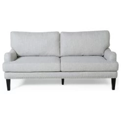 Ava Fabric Loveseat, Light Gray And Dark Brown