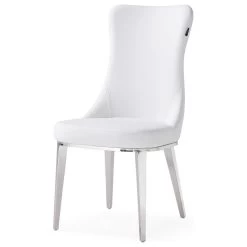 Modern Norma Dining Chair - White With Polished Stainless Steel Base