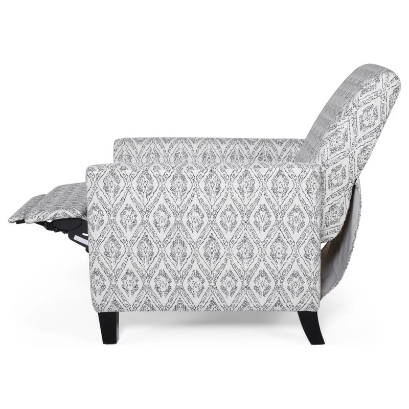 Bellagio Contemporary Fabric Upholstered Push Back Recliner, Black Print/Espress - Image 10