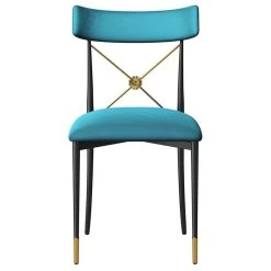 Blue Empire Style Upholstered Cross Back Green Side Chair Dining Chair
