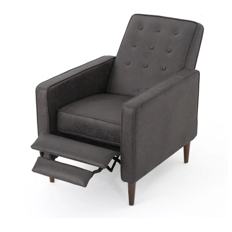 Mason Mid-Century Modern Button Tufted Fabric Recliner, Microfiber/Slate, Single Chair - Image 6