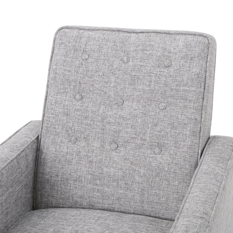 GDF Studio Macedonia Mid-Century Modern Button Tufted Fabric Recliner, Light Gray Tweed Fabric - Image 12