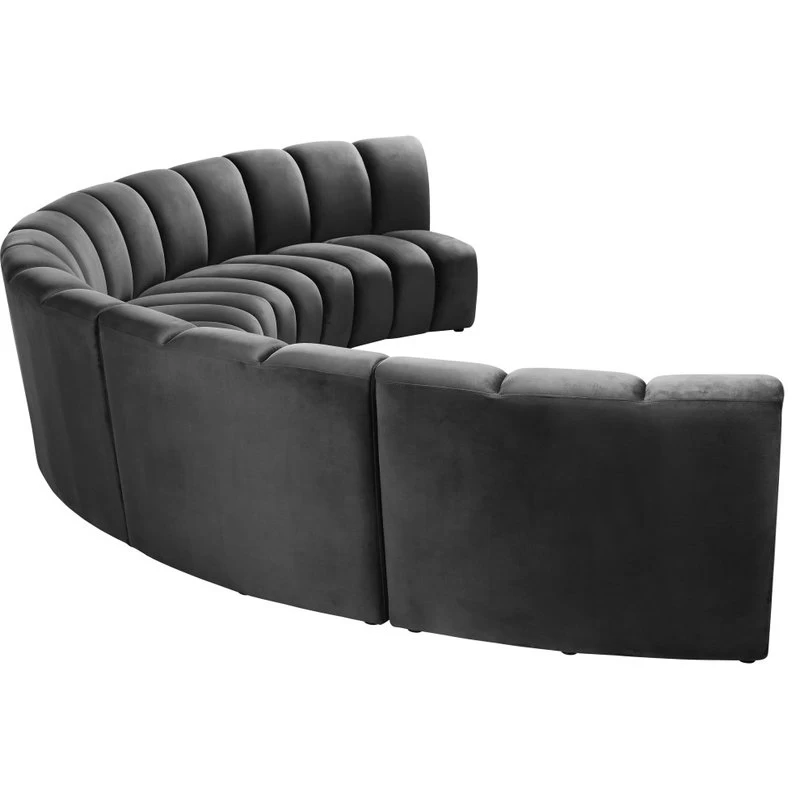 Infinity Channel Tufted Velvet Modular Chair, Gray, 5 Piece - Image 6