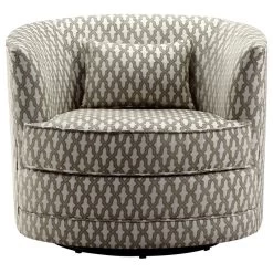 Dmitri Swivel Barrel Chair, Beige, White