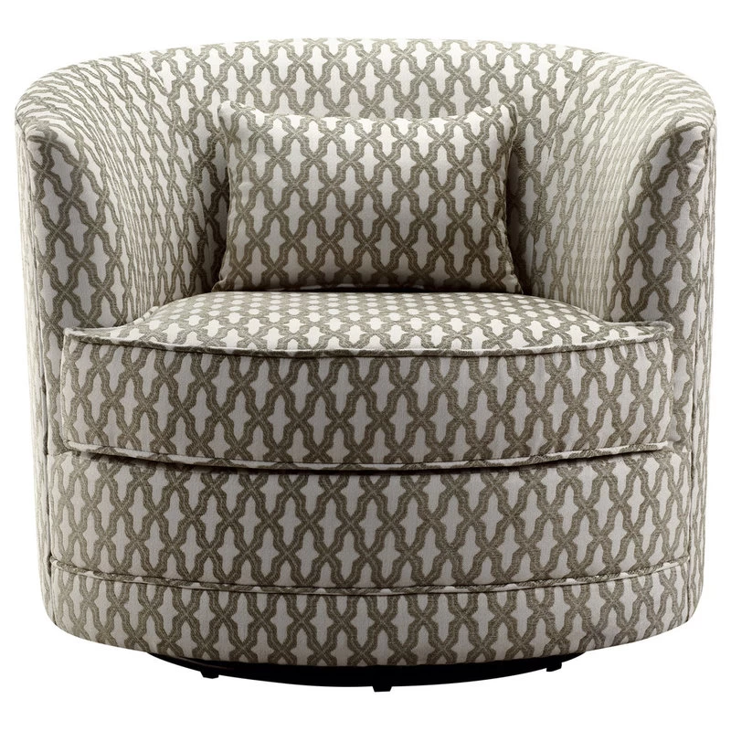 Dmitri Swivel Barrel Chair, Beige, White