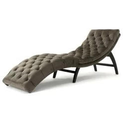 GDF Studio Garamond Tufted New Velvet Chaise Lounge, Gray