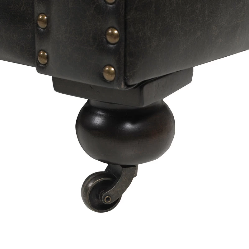 Winston 91" Tufted Chesterfield Sofa, Vintage Black Brown Faux Leather - Image 9