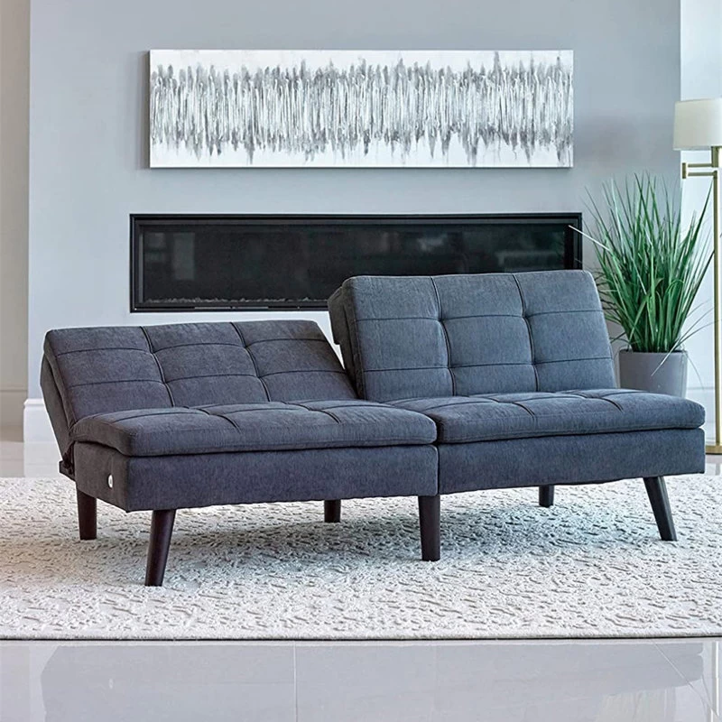Sofa Bed With Foldable Split Back Design, Gray And Black - Image 5