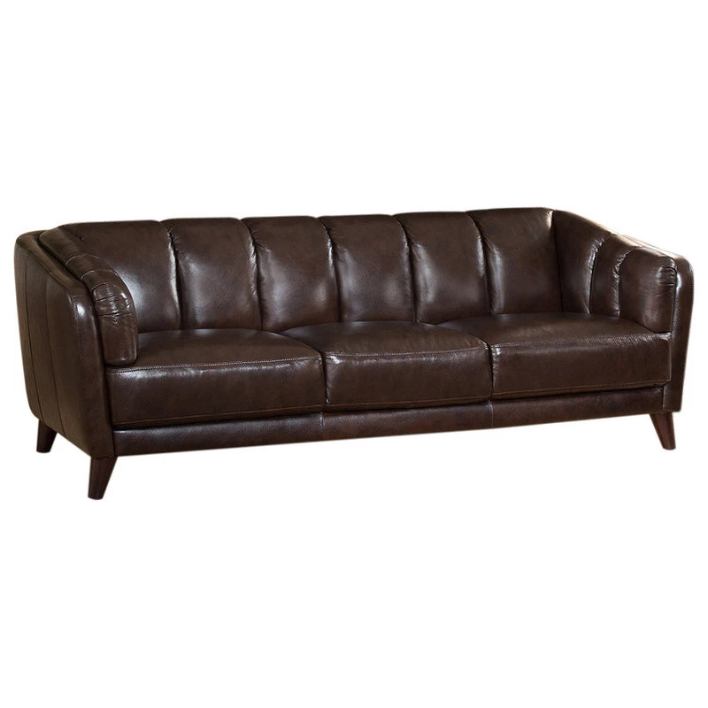 Frances Leather Craft Sofa, Dark Brown - Image 2