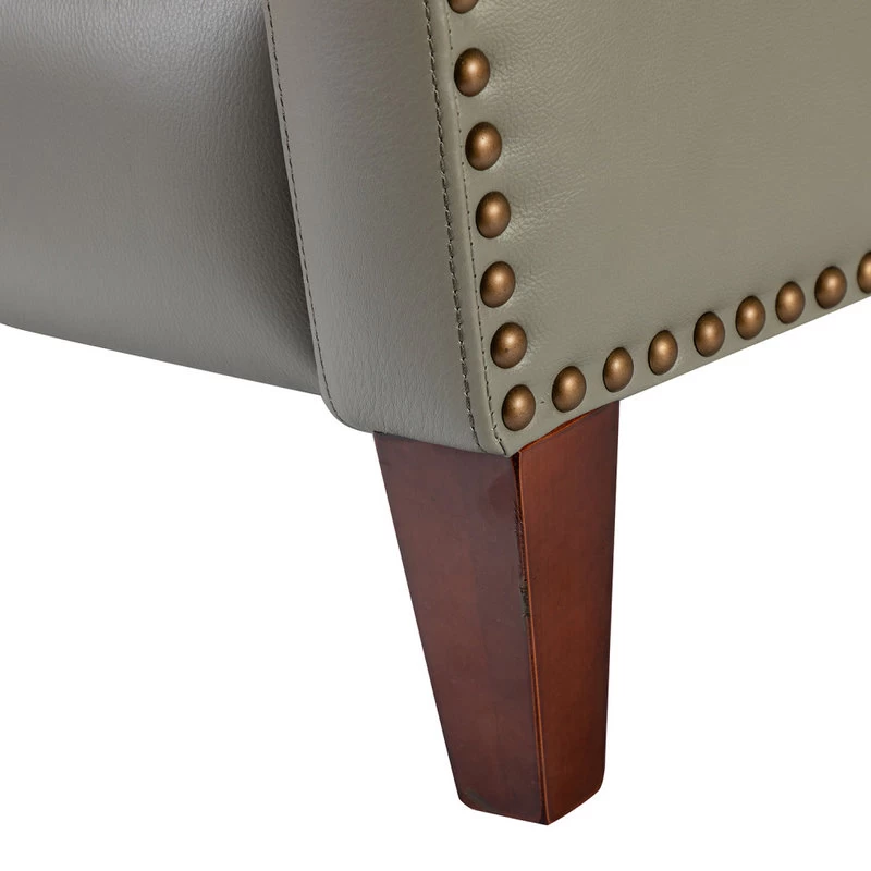 Genuine Leather Cigar Recliner With Wingback, Dove - Image 9