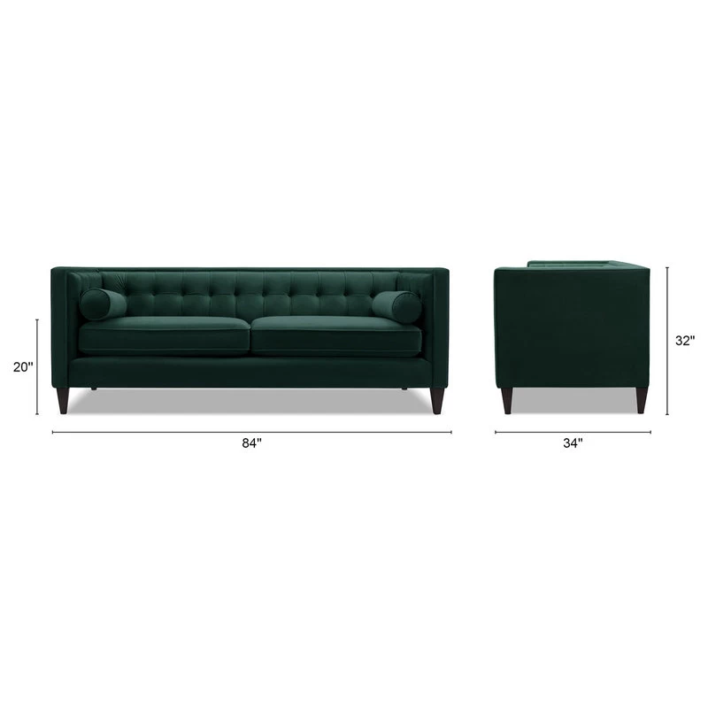 Jack 84" Modern Tuxedo Tufted Sofa, Hunter Green - Image 4