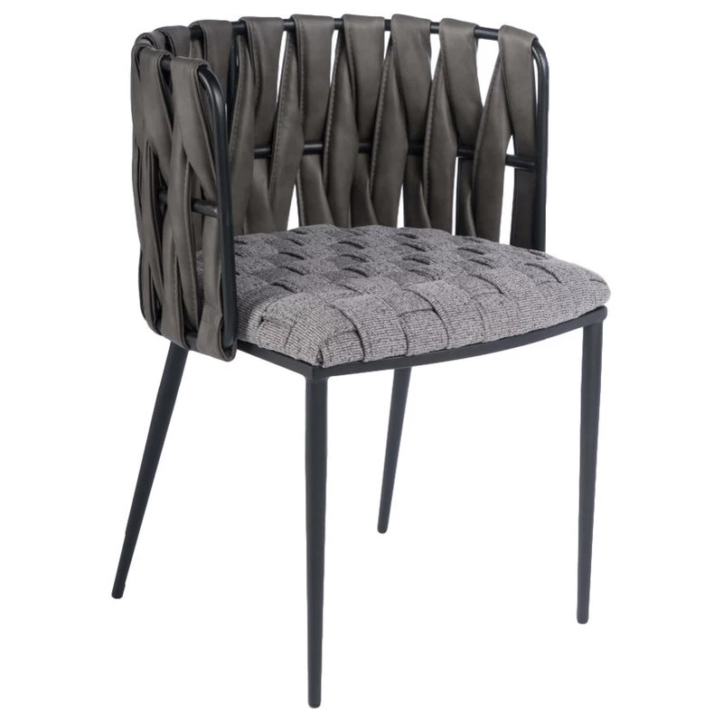 The Eterno Dining Chair, Gray And Black, Fabric And Faux Leather