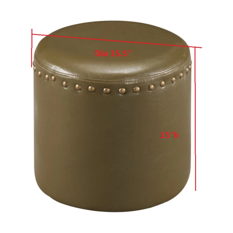 Andrea Upholstered Ottoman With Nailhead Trim, Brown - Image 2