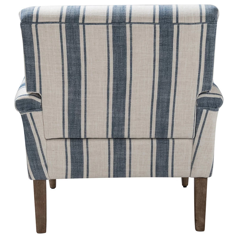 Stripe Armchair With Solid Wood Legs, Navy - Image 5
