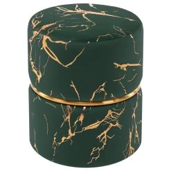 Luxury Hot Stamped Velvet Ottoman, Dark Green
