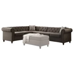 Aurelia II Sectional Sofa, Charcoal Linen