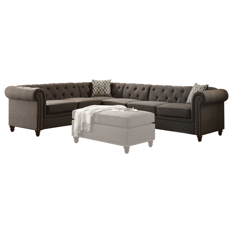 Aurelia II Sectional Sofa, Charcoal Linen