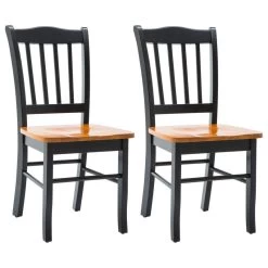 Boraam Shaker Dining Chair In Black And Oak (Set Of Two)