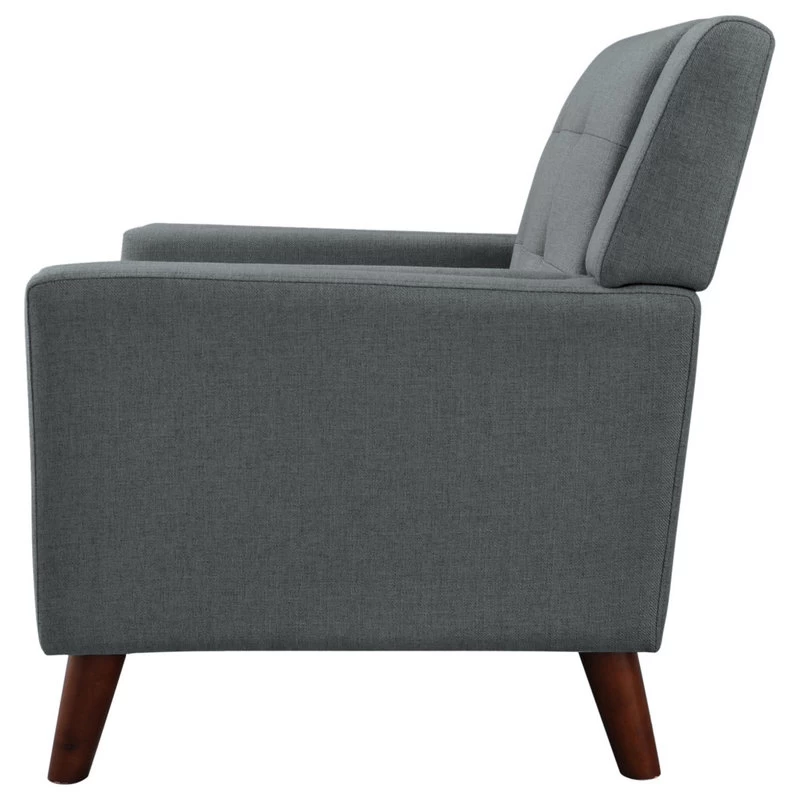 GDF Studio Evelyn Mid Century Modern Fabric Arm Chair, Dark Gray/Walnut - Image 8