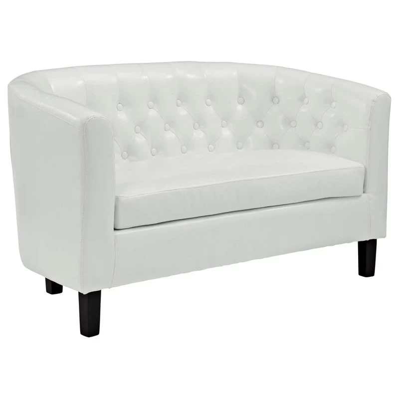 Prospect Faux Leather Loveseat, White - Image 3