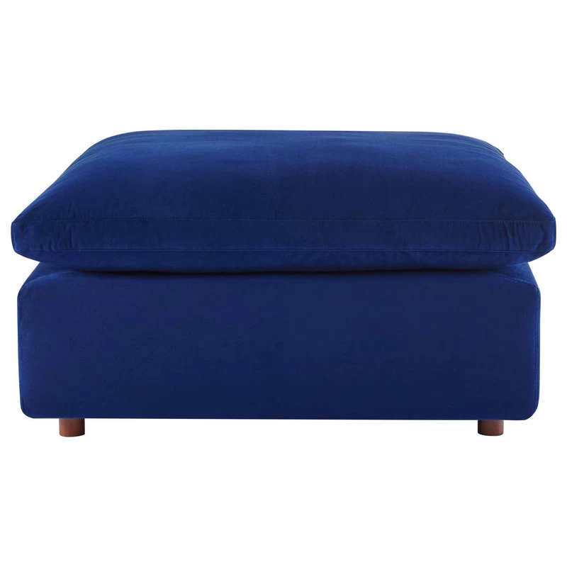 Commix Down Filled Overstuffed Performance Velvet 4-Piece Sectional, Navy - Image 6