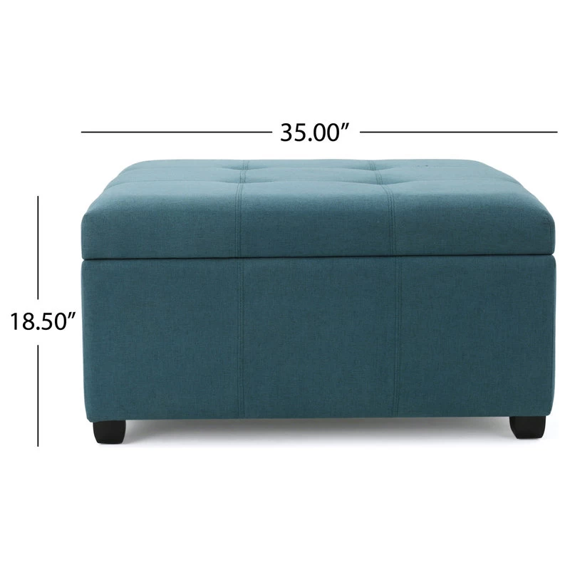 GDF Studio Carlyle Fabric Storage Ottoman, Dark Teal Fabric - Image 4