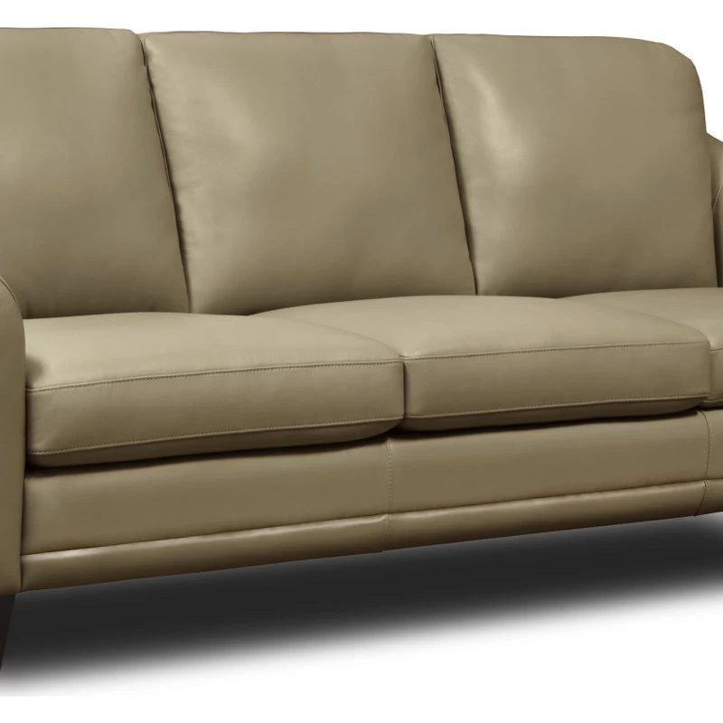 Sienna Genuine Leather Midcentury Modern Sofa, Beige - Image 3