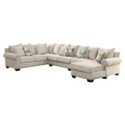 Furniture Of America Ellington Transitional Fabric Sectional In Beige