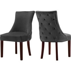 The Splendor Dining Chair, Gray, Velvet Set Of 2