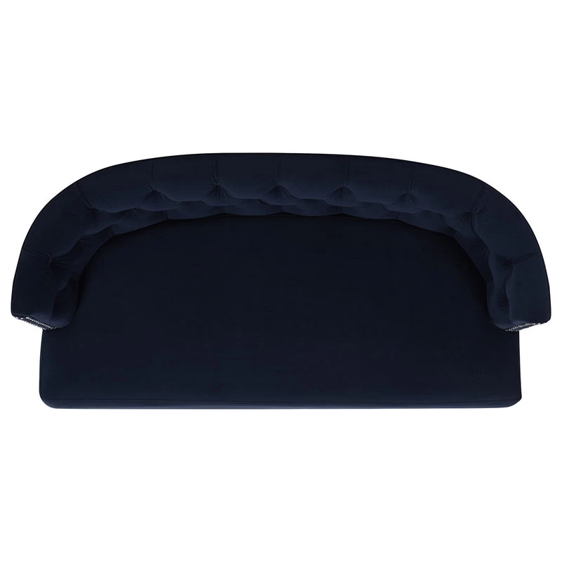 Celine Tufted Settee With Nailhead Accents, Dark Navy Blue - Image 7