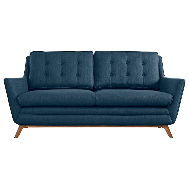 Beguile Upholstered Fabric Loveseat, Azure - Image 5
