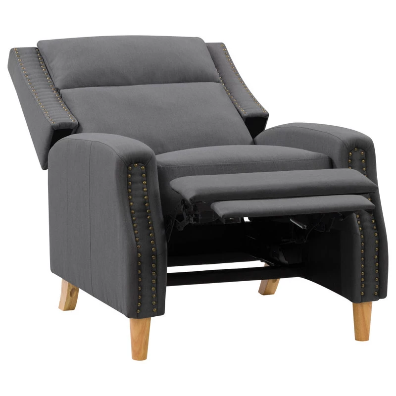CorLiving Lynwood Recliner Chair With Nail Head Trim, Dark Grey - Image 4