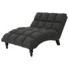 Olympia Traditional Tufted Fabric Double Chaise, Dark Gray/Dark Espresso