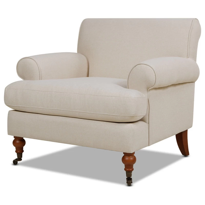 Alana Lawson Accent Arm Chair Metal Casters, Sky Neutral Beige - Image 5