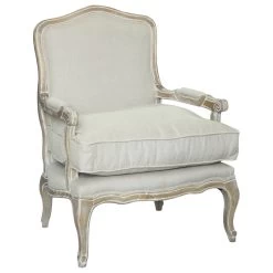 Rodney Chair, Wood, Antique White; Fabric, Linen
