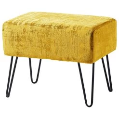 Textured Velvet Ottoman, Sulphur, 19"x13"x17"