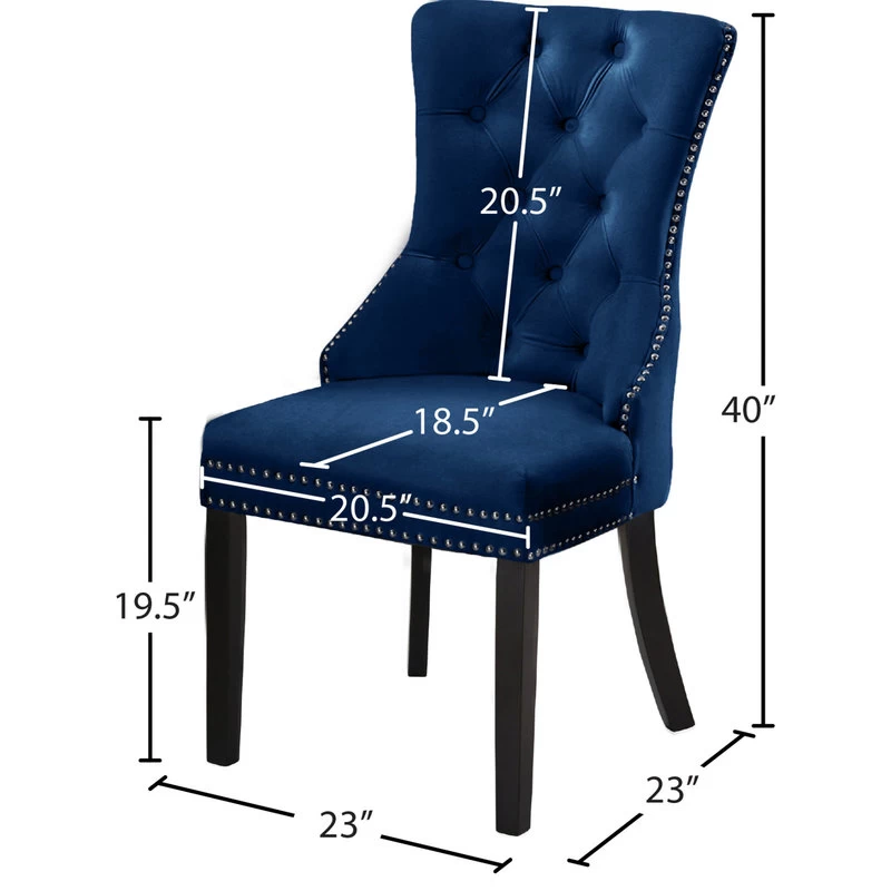 The Monarch Dining Chair, Navy, Velvet Set Of 2 - Image 8
