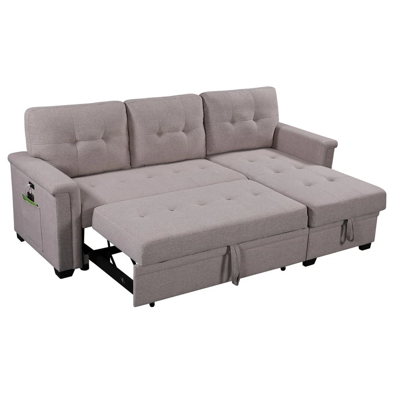 Ashlyn Sleeper Sofa With USB Charger Pocket And Reversible Storage Chaise - Image 7