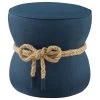 Beat Nautical Rope Upholstered Fabric Ottoman, Blue