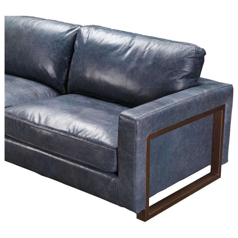 Moe's Home Collection Nikoly Contemporary Leather Sofa In Blue - Image 6