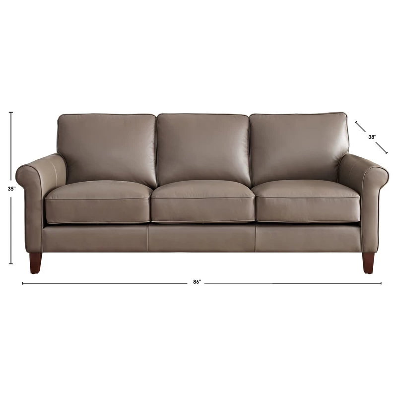 Hydeline Laguna 100% Leather Sofa, Taupe - Image 4